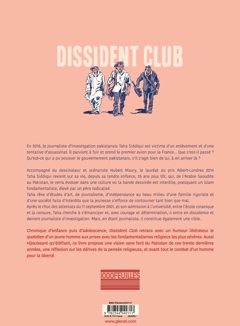 Verso de l'album Dissident Club Chronique d'un journaliste pakistanais en exil