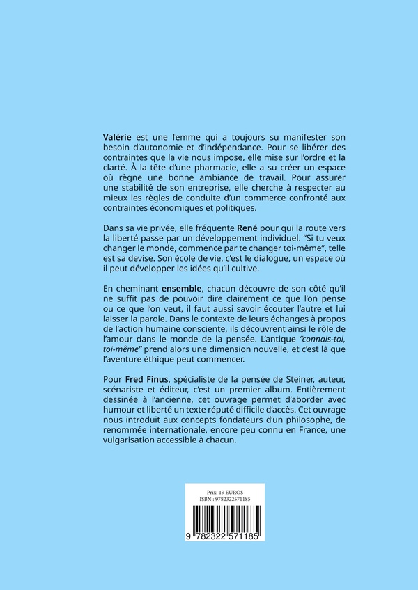 Verso de l'album La Philosophie de la liberté en images Valérie découvre la pensée de Rudolf Steiner: L'action humaine consciente