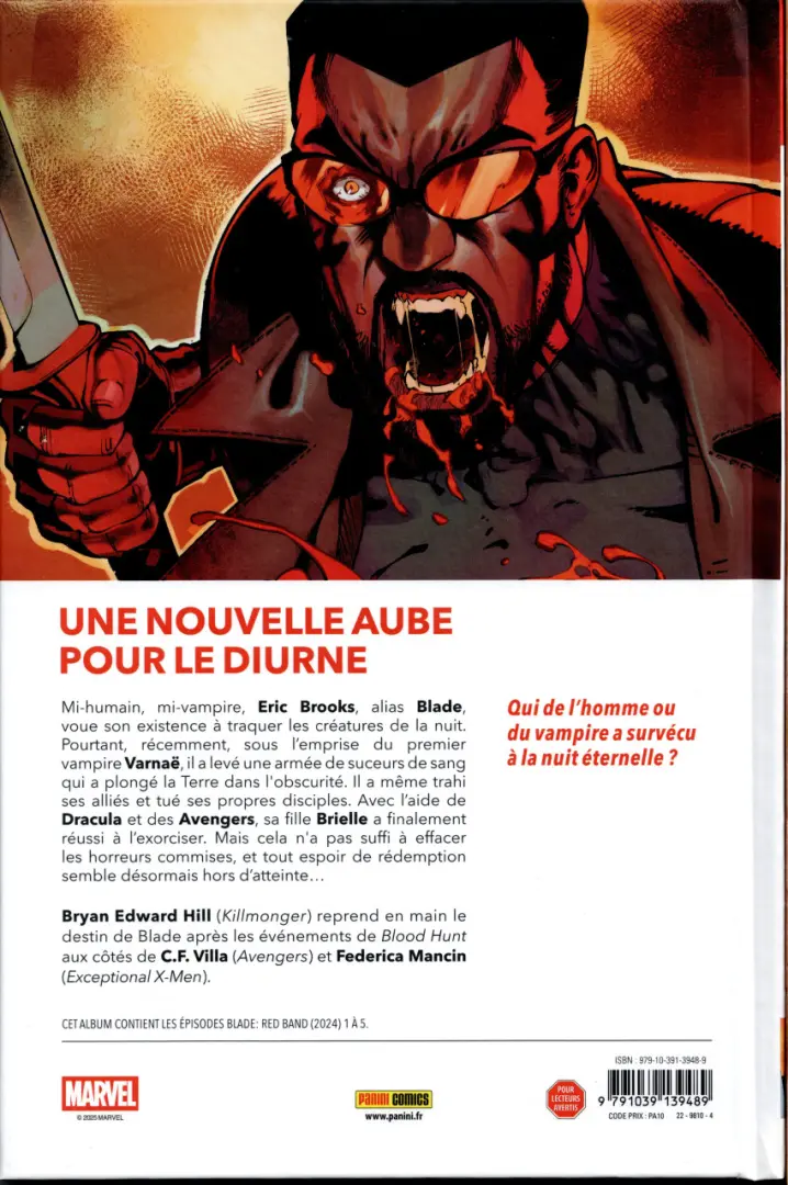 Verso de l'album Blade - Le fils prodigue