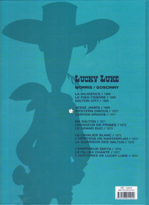 Verso de l'album Lucky Luke Tome 2 Jesse James / Western Circus / Canyon Apache