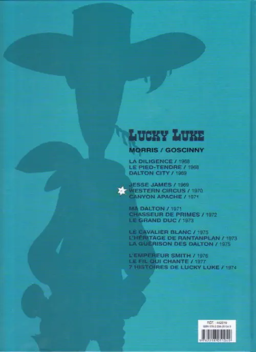 Verso de l'album Lucky Luke Tome 2 Jesse James / Western Circus / Canyon Apache