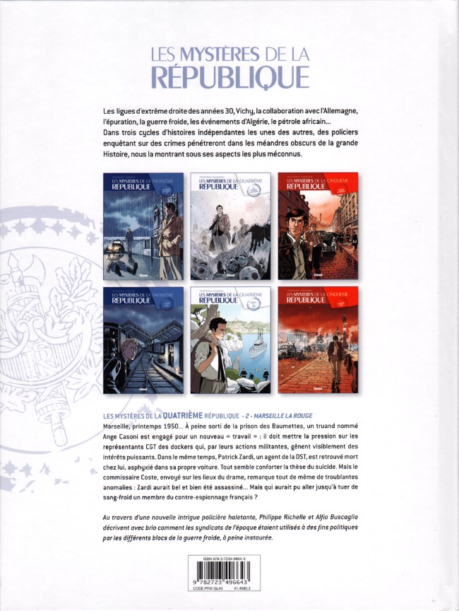 Verso de l'album Les Mystères de la Quatrième République Tome 2 Marseille la rouge