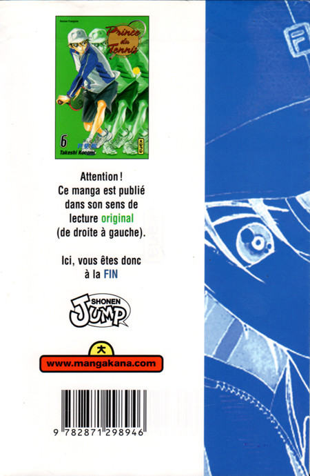 Verso de l'album Prince du tennis Tome 6