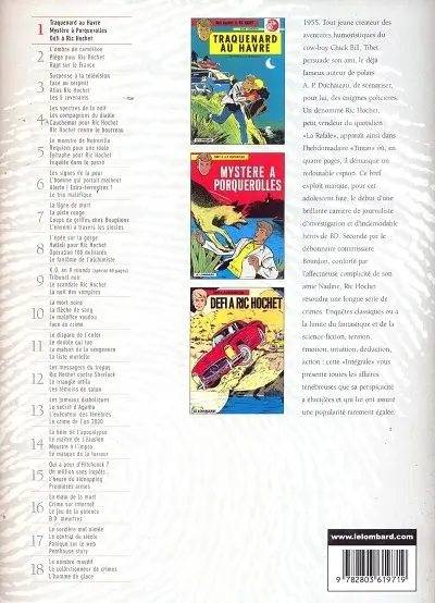 Verso de l'album Ric Hochet Intégrale Tome 1