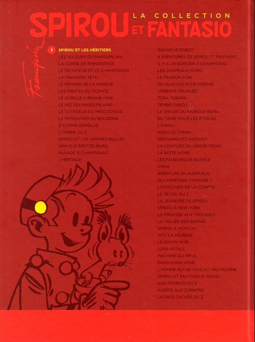 Verso de l'album Spirou et Fantasio La collection Tome 1 Spirou et les héritiers