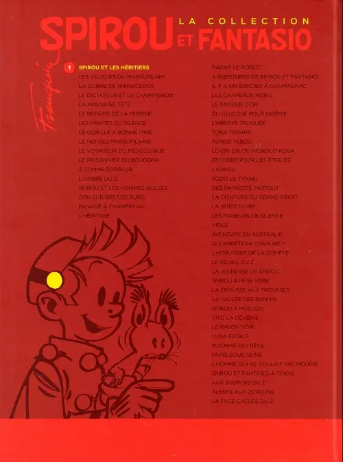 Verso de l'album Spirou et Fantasio La collection Tome 1 Spirou et les héritiers
