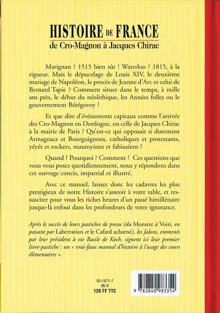 Verso de l'album Histoire de France de Cro-Magnon à Jacques Chirac