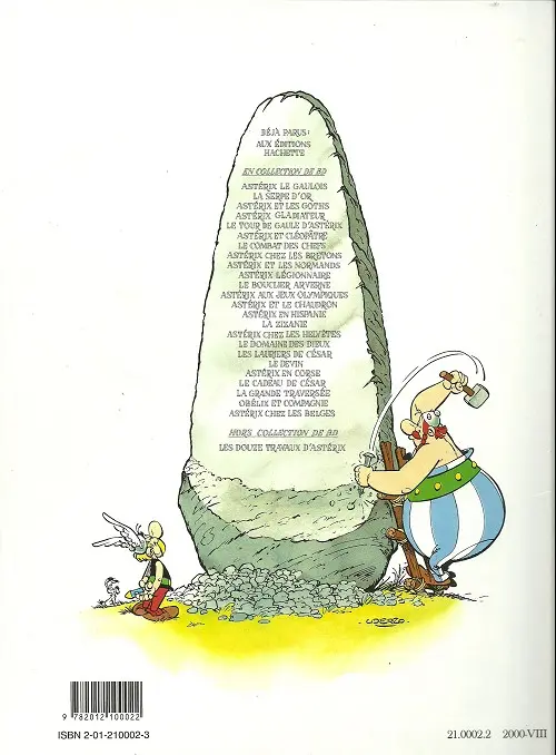 Verso de l'album Astérix Tome 2 La serpe d'or