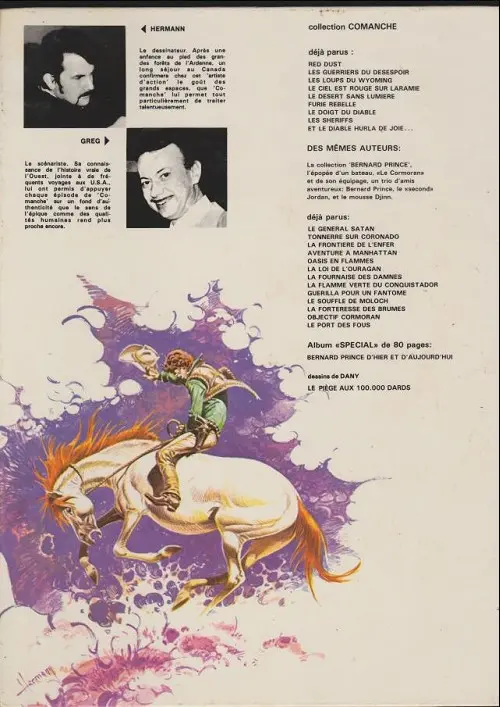 Verso de l'album Comanche Tome 9 Et le diable hurla de joie...