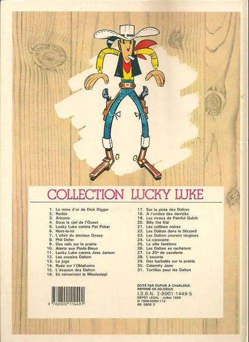 Verso de l'album Lucky Luke Tome 9 Des rails sur la prairie