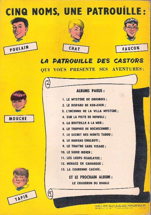 Verso de l'album La Patrouille des Castors Tome 3 L'Inconnu de la Villa Mystère