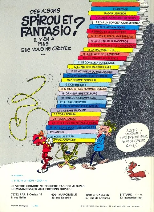 Verso de l'album Spirou et Fantasio Tome 2 Il y a un sorcier à Champignac