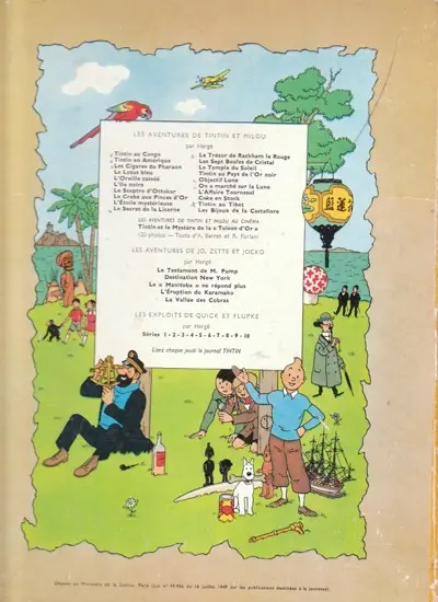 Verso de l'album Tintin Tome 10 L'étoile mystérieuse