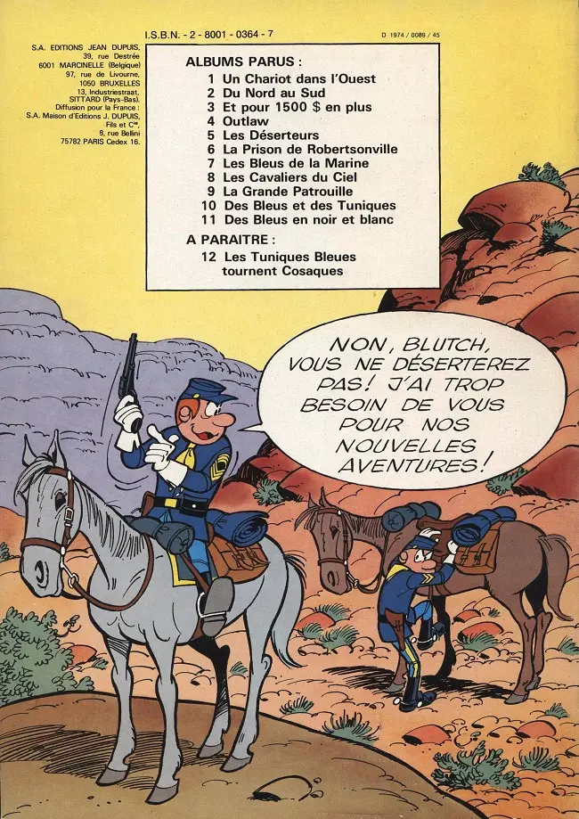 Verso de l'album Les Tuniques Bleues Tome 5 Les déserteurs