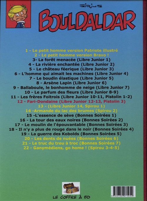 Verso de l'album Bouldaldar et Colégram Tome 12 Fari-Dondaine, suivi de D'Artimon
