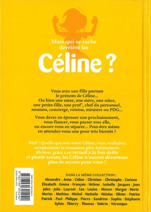 Verso de l'album L'Encyclopédie des prénoms en BD Tome 40 Céline