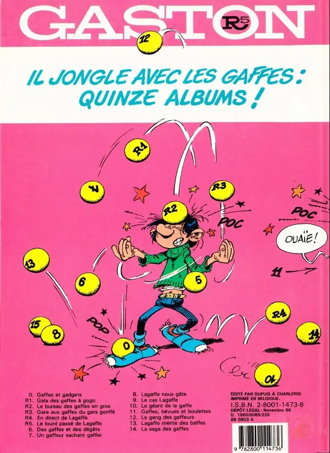 Verso de l'album Gaston Tome 5 Le lourd passé de Lagaffe