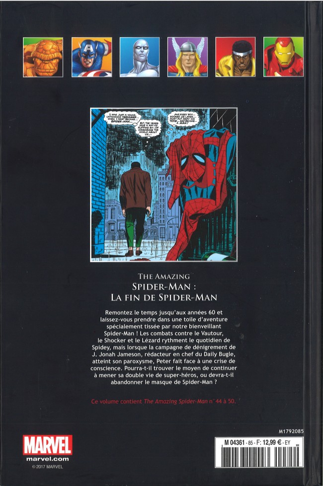 Verso de l'album Marvel Comics - La collection de référence Tome 85 Amazing Spider-Man - La Fin de Spider-Man