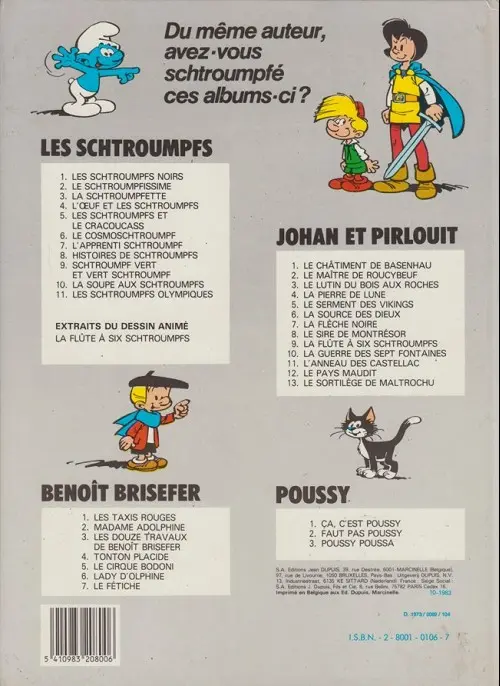 Verso de l'album Johan et Pirlouit Tome 12 Le pays maudit