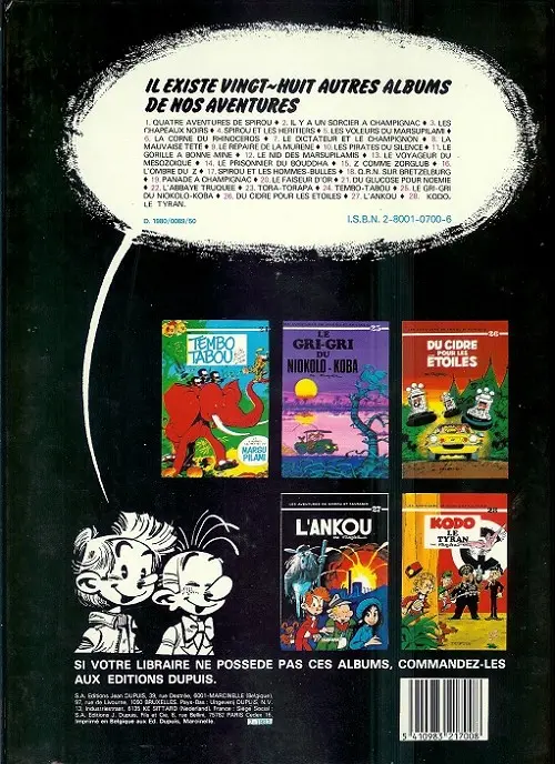 Verso de l'album Spirou et Fantasio Tome 29 Des haricots partout