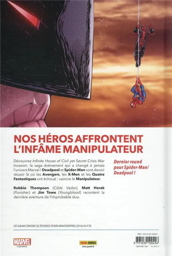 Verso de l'album Spider-man / Deadpool Tome 3 Le manipulateur