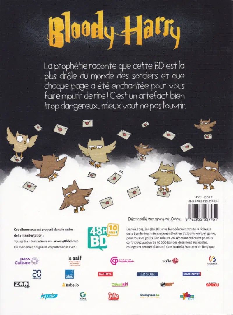 Verso de l'album Bloody Harry Tome 1 La BD dont il ne faut pas prononcer le nom !
