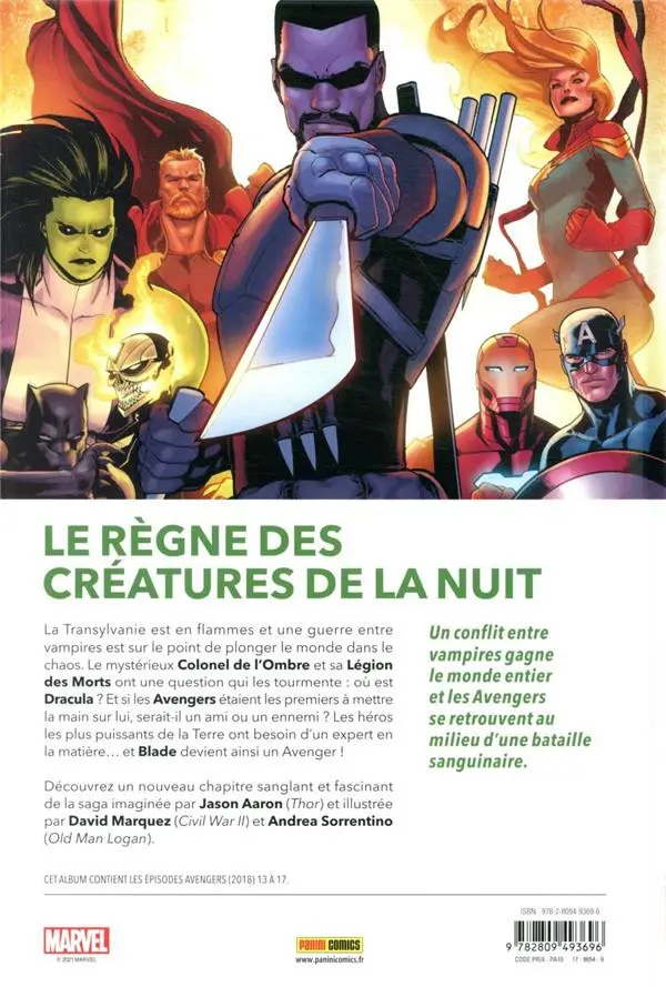 Verso de l'album Avengers 3 La guerre des vampires