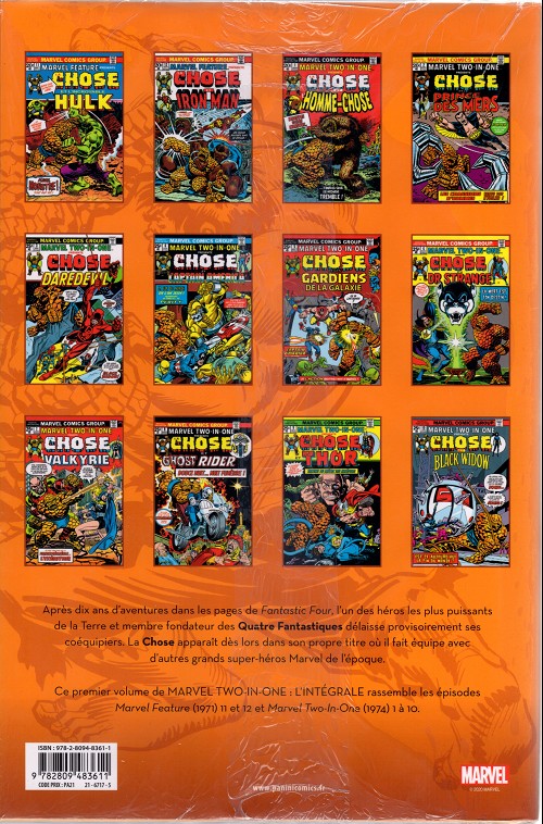 Verso de l'album Marvel Two-in-One - L'intégrale Tome 1 Chose et l'incroyable Hulk 1973-1975