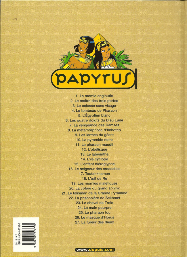 Verso de l'album Papyrus Tome 19 Les momies maléfiques