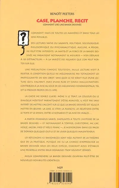 Verso de l'album Case, Planche, Récit Comment lire une bande dessinée