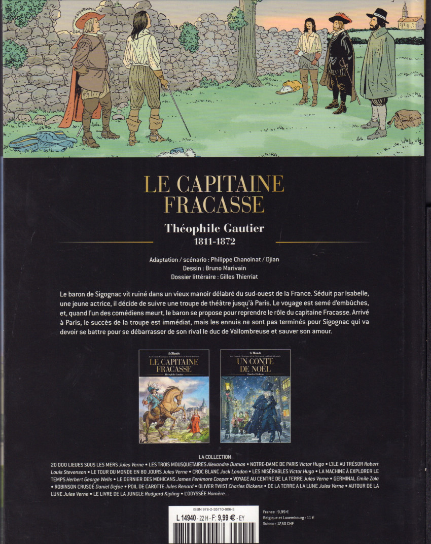 Verso de l'album Les Grands Classiques de la littérature en bande dessinée Tome 11 Le Capitaine Fracasse