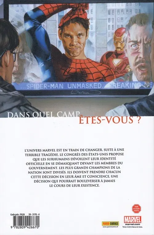 Verso de l'album Civil War Tome 4 Journal de guerre