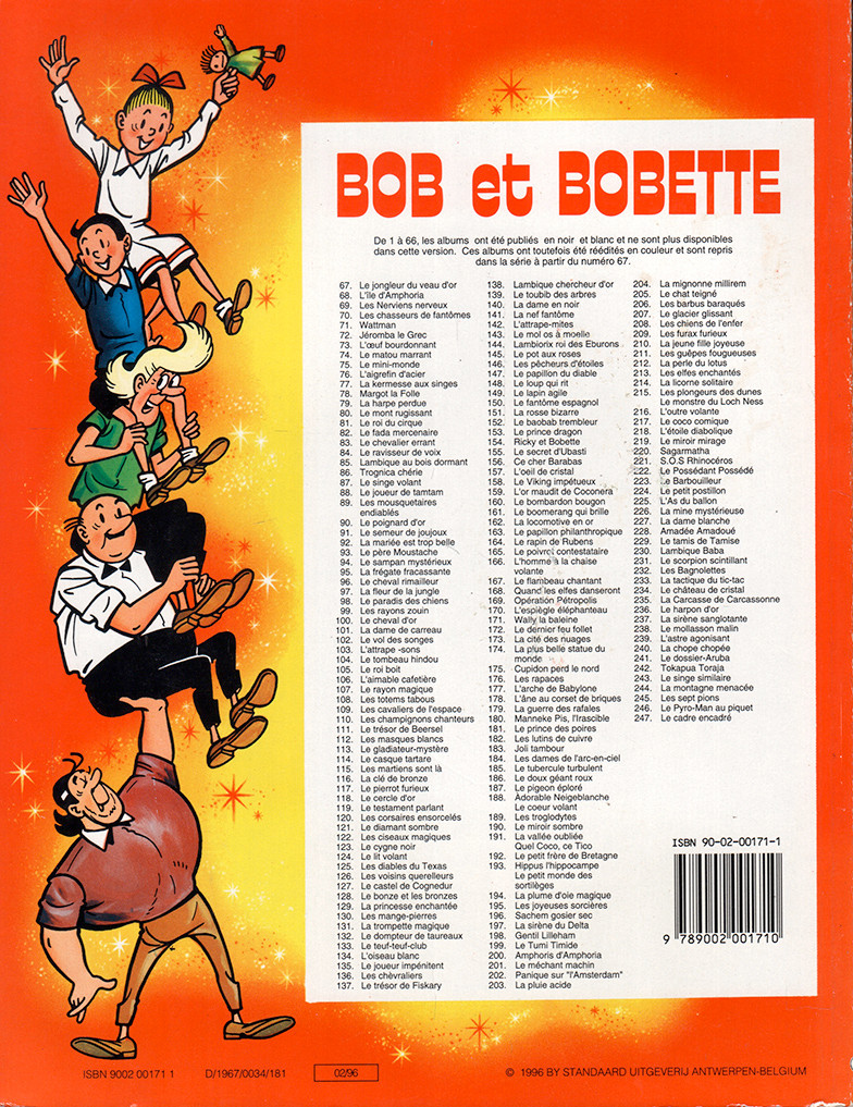 Verso de l'album Bob et Bobette 78 Margot la folle