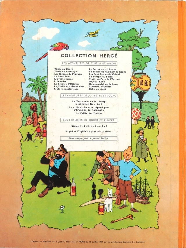 Verso de l'album Tintin Tome 13 Les 7 boules de cristal