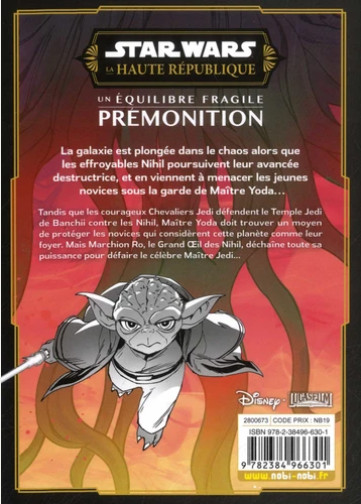 Verso de l'album Star Wars - La Haute République - Un équilibre fragile Prémonition