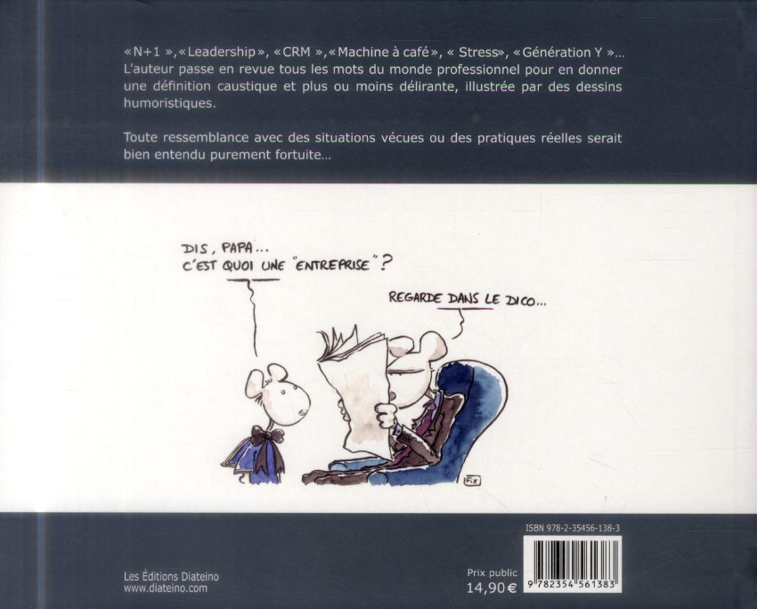 Verso de l'album Petit dictionnaire illustré de l'entreprise