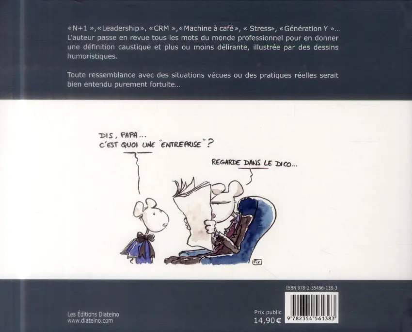 Verso de l'album Petit dictionnaire illustré de l'entreprise