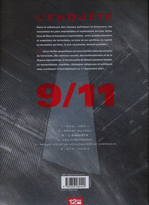 Verso de l'album 9/11 Tome 3 L'enquête