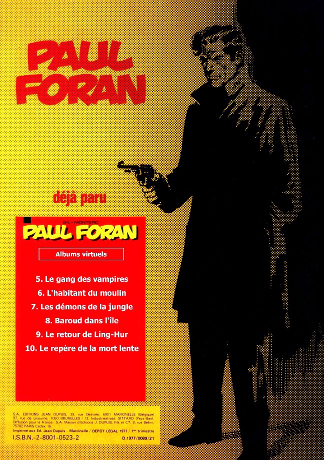 Verso de l'album Paul Foran Tome 8 Baroud dans l'île
