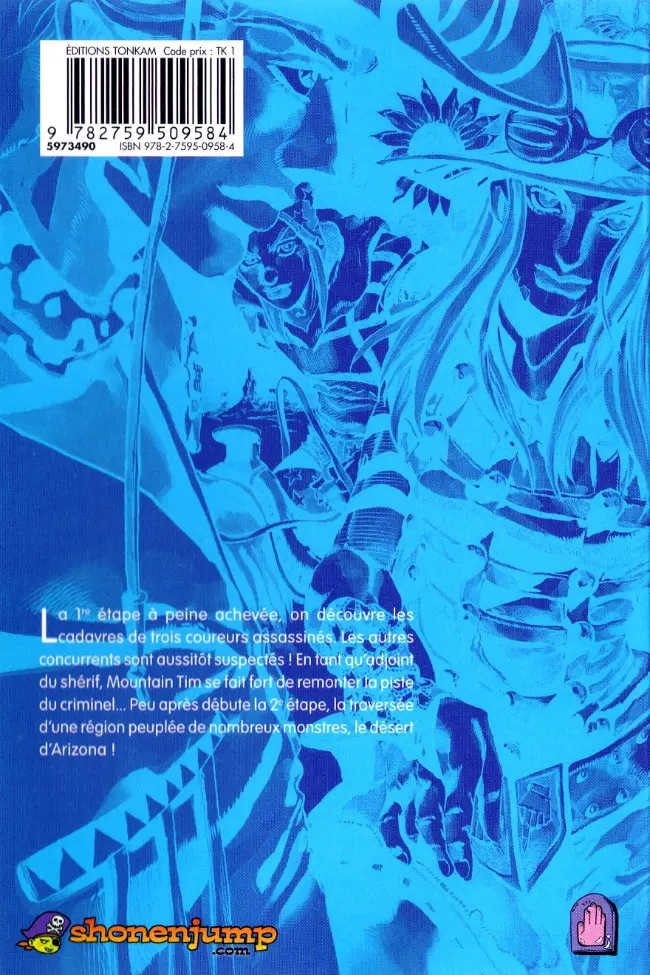 Verso de l'album Jojo's Bizarre Adventure : Steel Ball Run Vol. 3 2nd Stage La traversé du désert d'Arizona