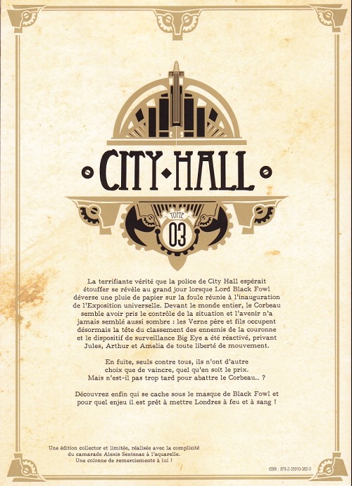 Verso de l'album City Hall Tome 03