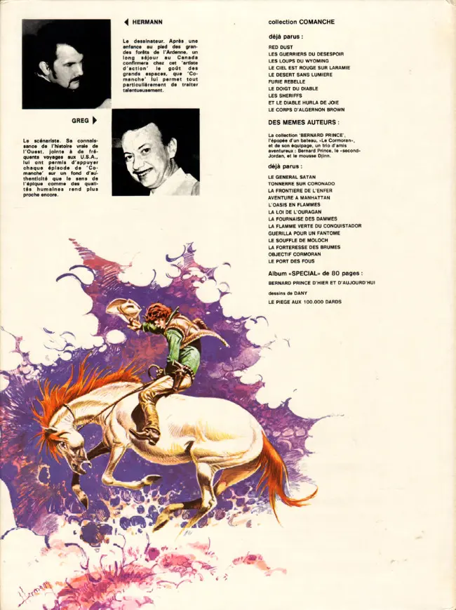 Verso de l'album Comanche Tome 9 Et le diable hurla de joie...