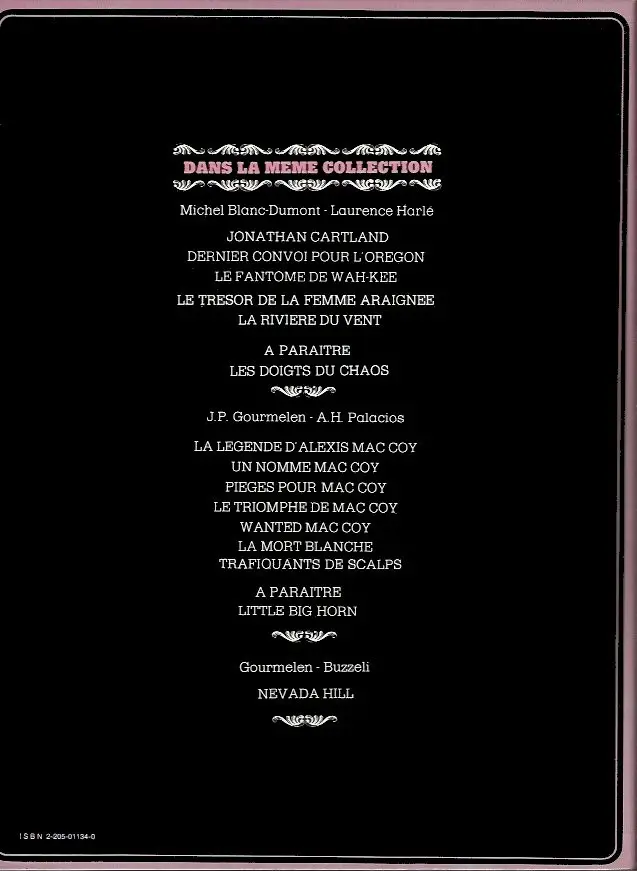 Verso de l'album Jonathan Cartland Tome 3 Le fantôme de Wah-Kee