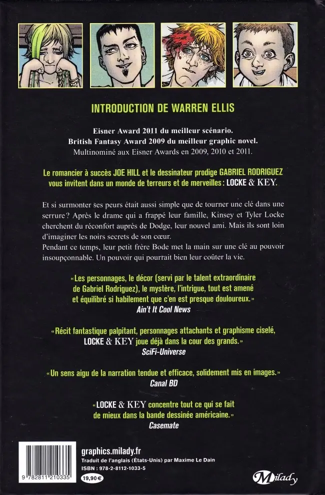 Verso de l'album Locke & Key Volume 2 Casse-tête