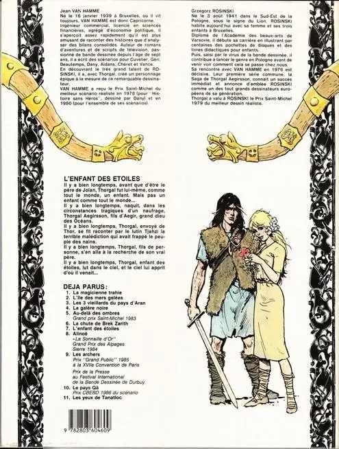 Verso de l'album Thorgal Tome 7 L'enfant des étoiles