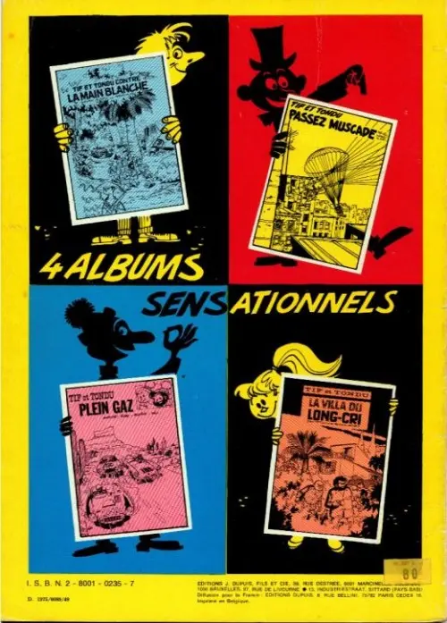 Verso de l'album Tif et Tondu Tome 5 Le retour de Choc