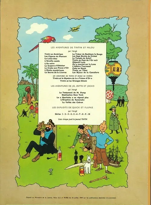Verso de l'album Tintin Tome 10 L'étoile mystérieuse