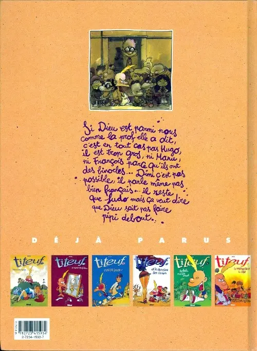 Verso de l'album Titeuf Tome 1 Dieu, le sexe et les bretelles