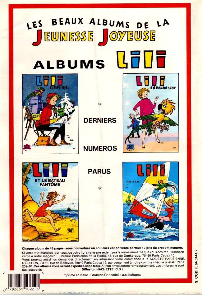 Verso de l'album Aggie N° 33 Aggie et nuage rouge