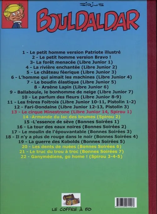 Verso de l'album Bouldaldar et Colégram Tome 13 Le cirque Minestrone, suivi de Printemps en forêt